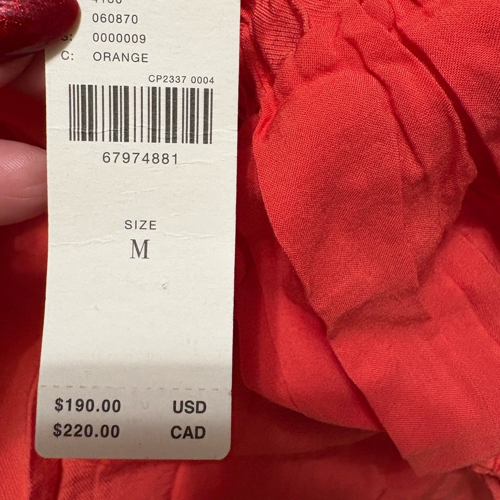Anthropologie Strapless Tiered Ruffled Maxi Dress Coral Orange M - Picture 8 of 8